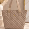 Women's Quilted Zip-Closure Handbag Beige