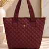Women's Quilted Zip-Closure Handbag Burgundy