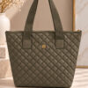 Women's Quilted Zip-Closure Handbag Khaki