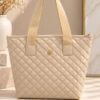Women's Quilted Zip-Closure Handbag Cream