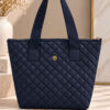 Women's Quilted Zip-Closure Handbag Navy Blue