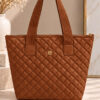 Women's Quilted Zip-Closure Handbag Tan