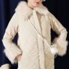 Puffer Coat with Fur Detailing Beige