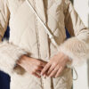 Puffer Coat with Fur Detailing Beige - Image 4