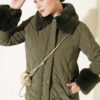 Puffer Coat with Fur Detailing Khaki