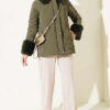 Puffer Coat with Fur Detailing Khaki - Image 2