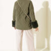 Puffer Coat with Fur Detailing Khaki - Image 3