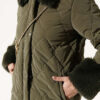 Puffer Coat with Fur Detailing Khaki - Image 4