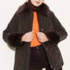 Puffer Coat with Fur Detailing Brown