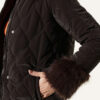 ⁦Puffer Coat with Fur Detailing Brown⁩ - الصورة ⁦4⁩