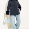 Puffer Coat with Fur Detailing Navy Blue - Afbeelding 2