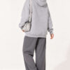 Hooded French Terry Two-Thread Knit Cardigan with Zipper and Ribbed Hem Grey – Image 4
