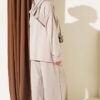 ⁦Hooded Top and Bottom Two-Piece Set Beige⁩ - الصورة ⁦3⁩
