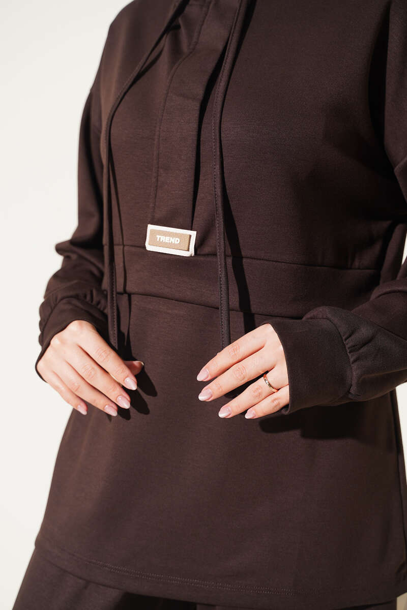 Hooded Top and Bottom Two-Piece Set Brown – Bild 4