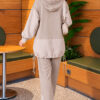 Hooded Two-Piece Set with Drawstring Details Beige - Imagen 4