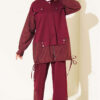 Hooded Two-Piece Set with Drawstring Details Burgundy