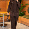 Hooded Two-Piece Set with Drawstring Details Brown