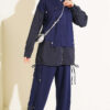 Hooded Two-Piece Set with Drawstring Details Navy Blue