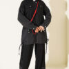 Hooded Two-Piece Set with Drawstring Details Black
