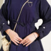 Hooded Waist-Tied French Terry Two-Piece Set Navy Blue - Imagen 4