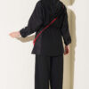 Hooded Waist-Tied French Terry Two-Piece Set Black - Imagen 3