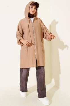 Alternative view of Hooded sweatshirt with pocket detail Beige