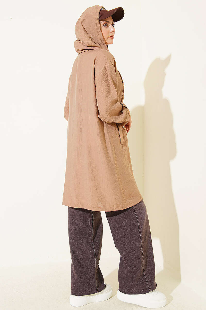 Hooded sweatshirt with pocket detail Beige – Bild 3