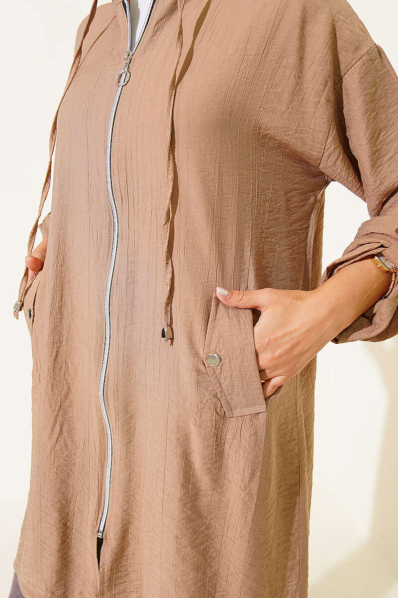 Hooded sweatshirt with pocket detail Beige – Bild 4