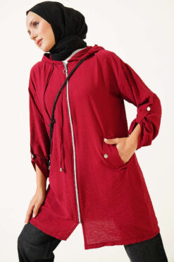 Hooded sweatshirt with pocket detail Burgundy