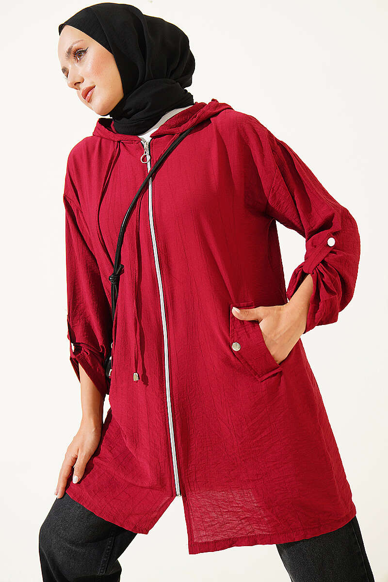 Hooded sweatshirt with pocket detail Burgundy