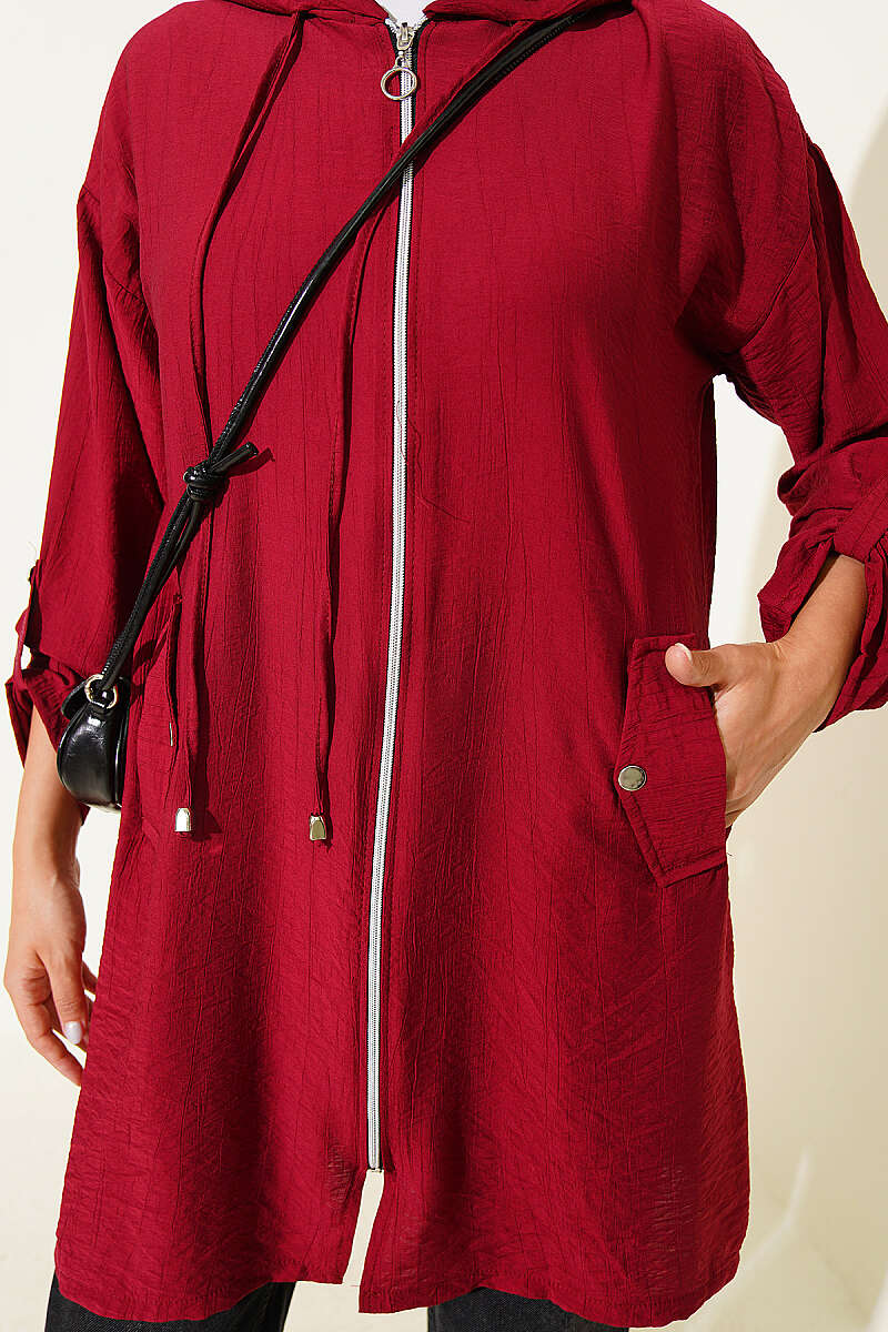 Hooded sweatshirt with pocket detail Burgundy - Image 4