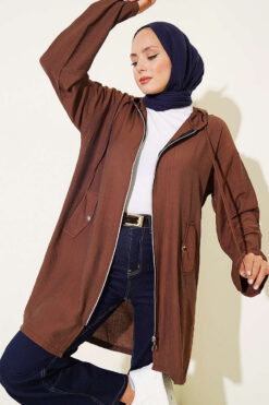 Hooded sweatshirt with pocket detail Brown
