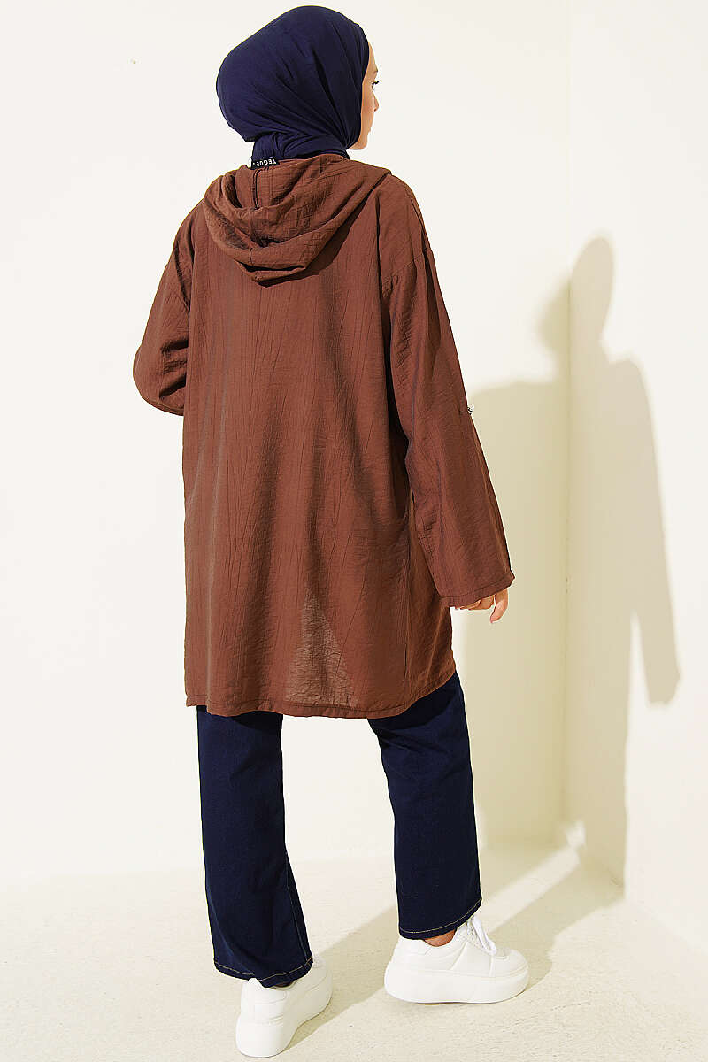 Hooded sweatshirt with pocket detail Brown – Bild 3