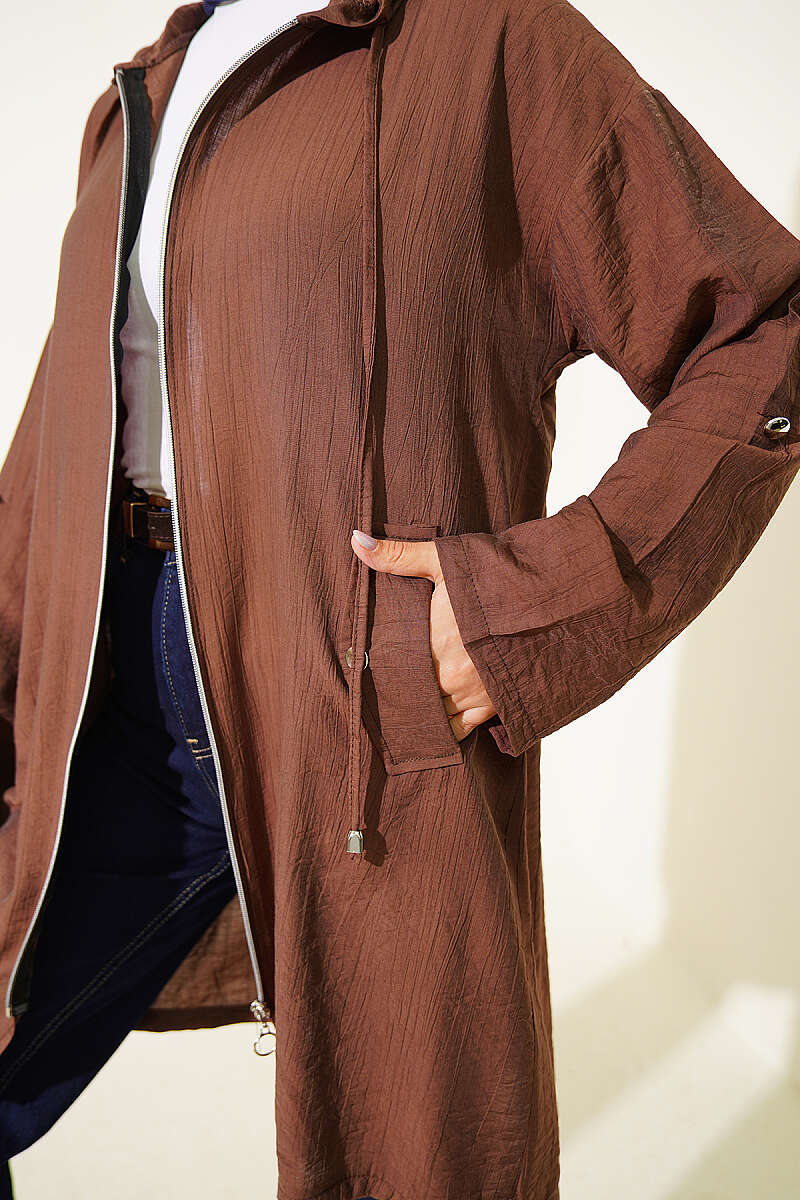 Hooded sweatshirt with pocket detail Brown – Bild 4