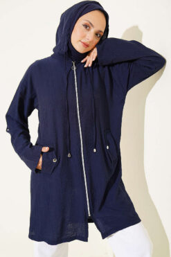 Hooded sweatshirt with pocket detail Navy Blue