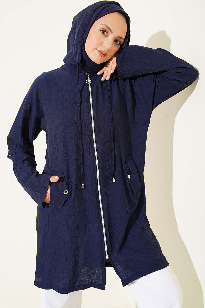 Hooded sweatshirt with pocket detail Navy Blue