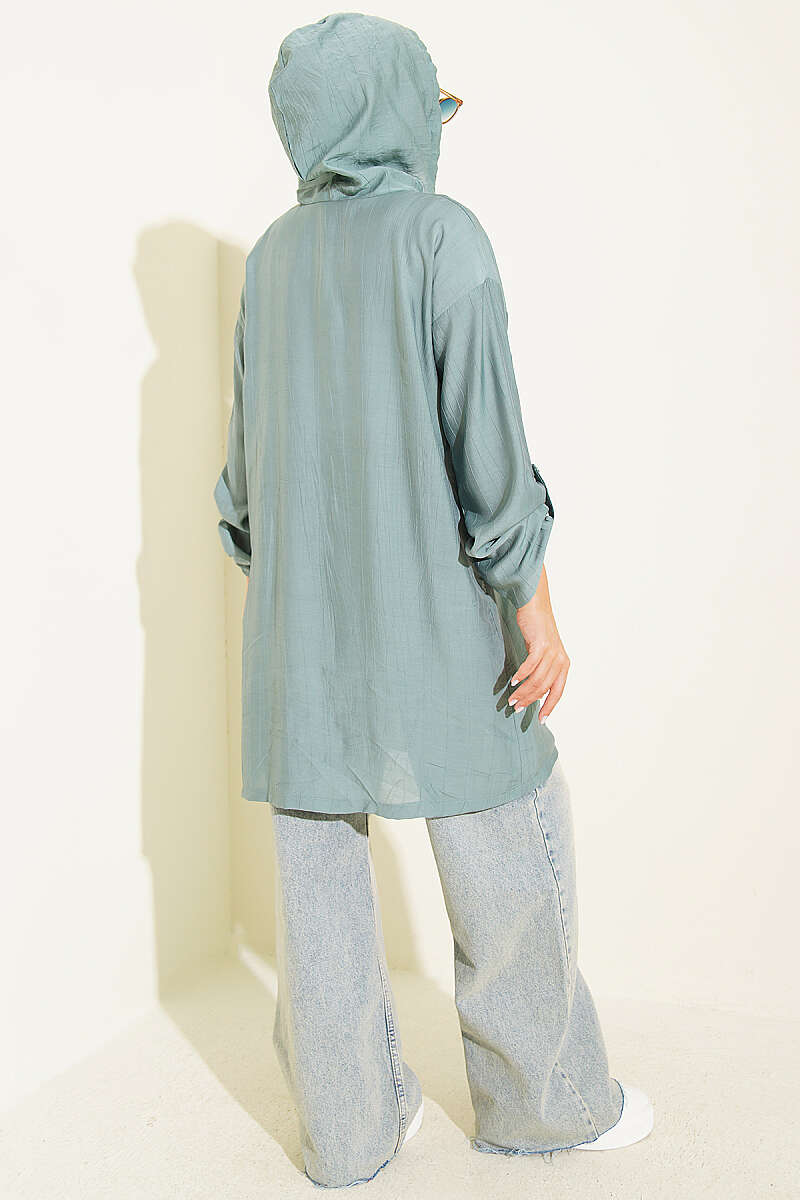 Hooded sweatshirt with pocket detail Mint - Image 3