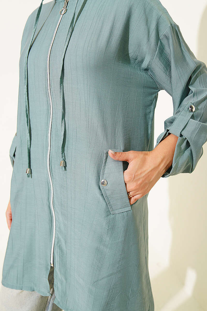 Hooded sweatshirt with pocket detail Mint - Image 4