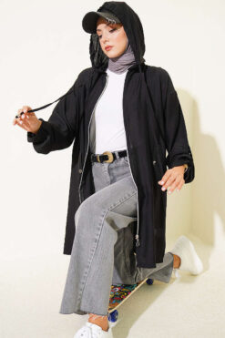 Hooded sweatshirt with pocket detail Black