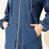 Hooded Two-Pocket Zip-Up Jean Two-Piece Set Blue – Bild 4