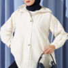 Hooded sweatshirt with snap button details Ecru
