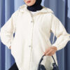 Hooded sweatshirt with snap button details Ecru