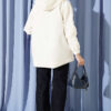 Hooded sweatshirt with snap button details Ecru - الصورة 3