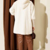 ⁦Hooded Buttoned Angora Coat Beige⁩ - الصورة ⁦3⁩