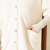 ⁦Hooded Buttoned Angora Coat Beige⁩ - الصورة ⁦4⁩