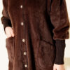 ⁦Hooded Buttoned Angora Coat Brown⁩ - الصورة ⁦4⁩