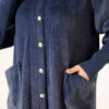 ⁦Hooded Buttoned Angora Coat Navy Blue⁩ - الصورة ⁦4⁩