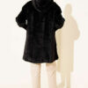 ⁦Hooded Buttoned Angora Coat Black⁩ - الصورة ⁦3⁩
