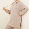 Hooded Low Shoulder Lounge Set Beige – Bild 2