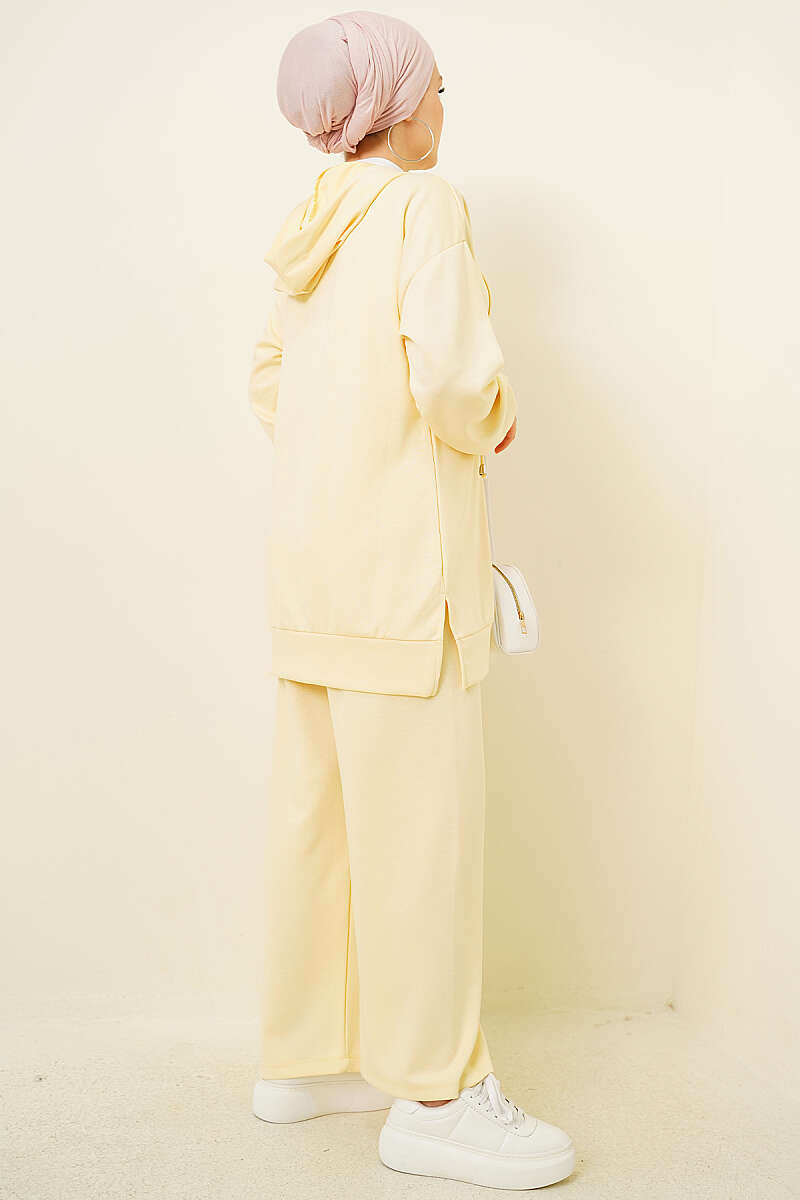 Hooded Low Shoulder Lounge Set Yellow – Bild 3